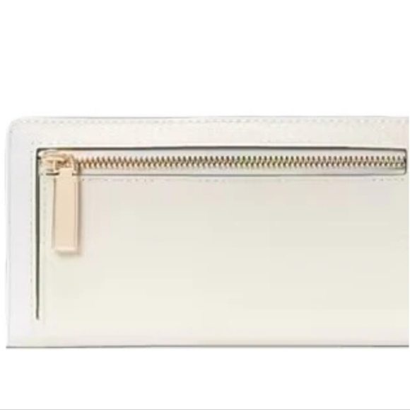 Kate Spade New York Boxed Madison Perforated Large Slim Bifold Wallet Meringue - Picture 8 of 12